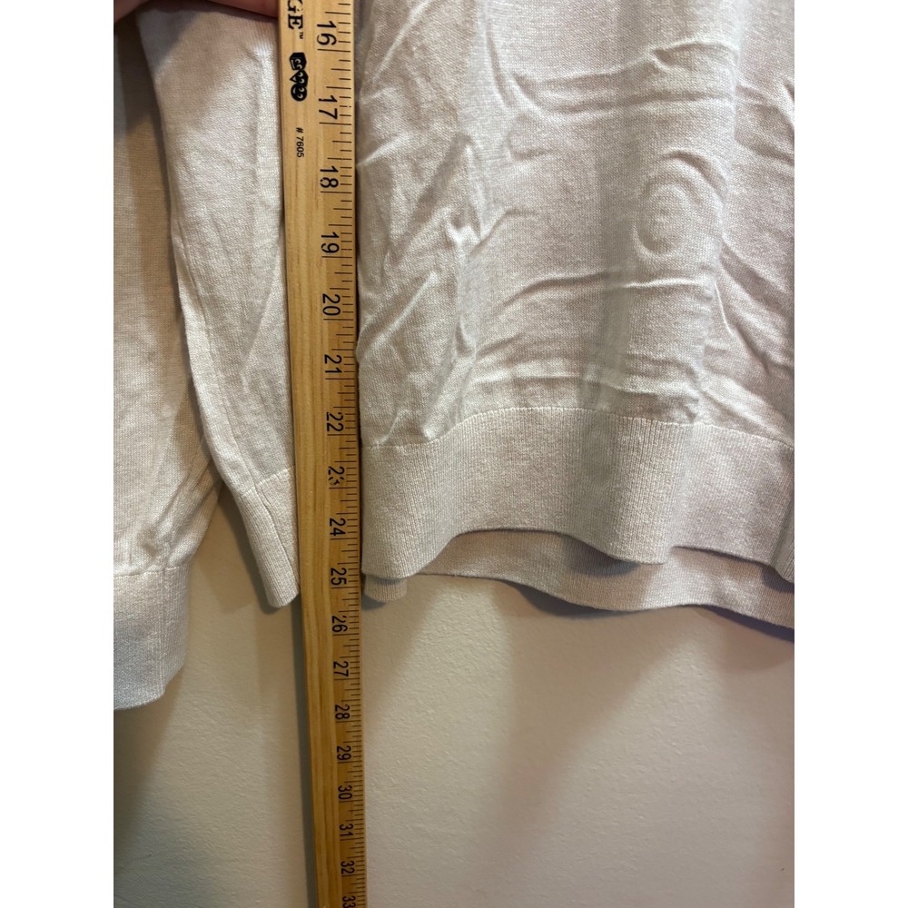 Quince Sweater Women M Heather Bone Cotton Cashmere Blend V-Neck Lightweight NWT - Picture 6 of 8
